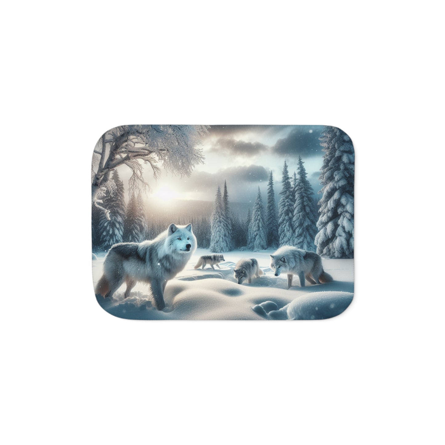 Cozy Sherpa Blanket with Wolf Design, Plush Throw for Winter, Warm Blanket, Gift for Animal Lovers, Perfect for Snuggling