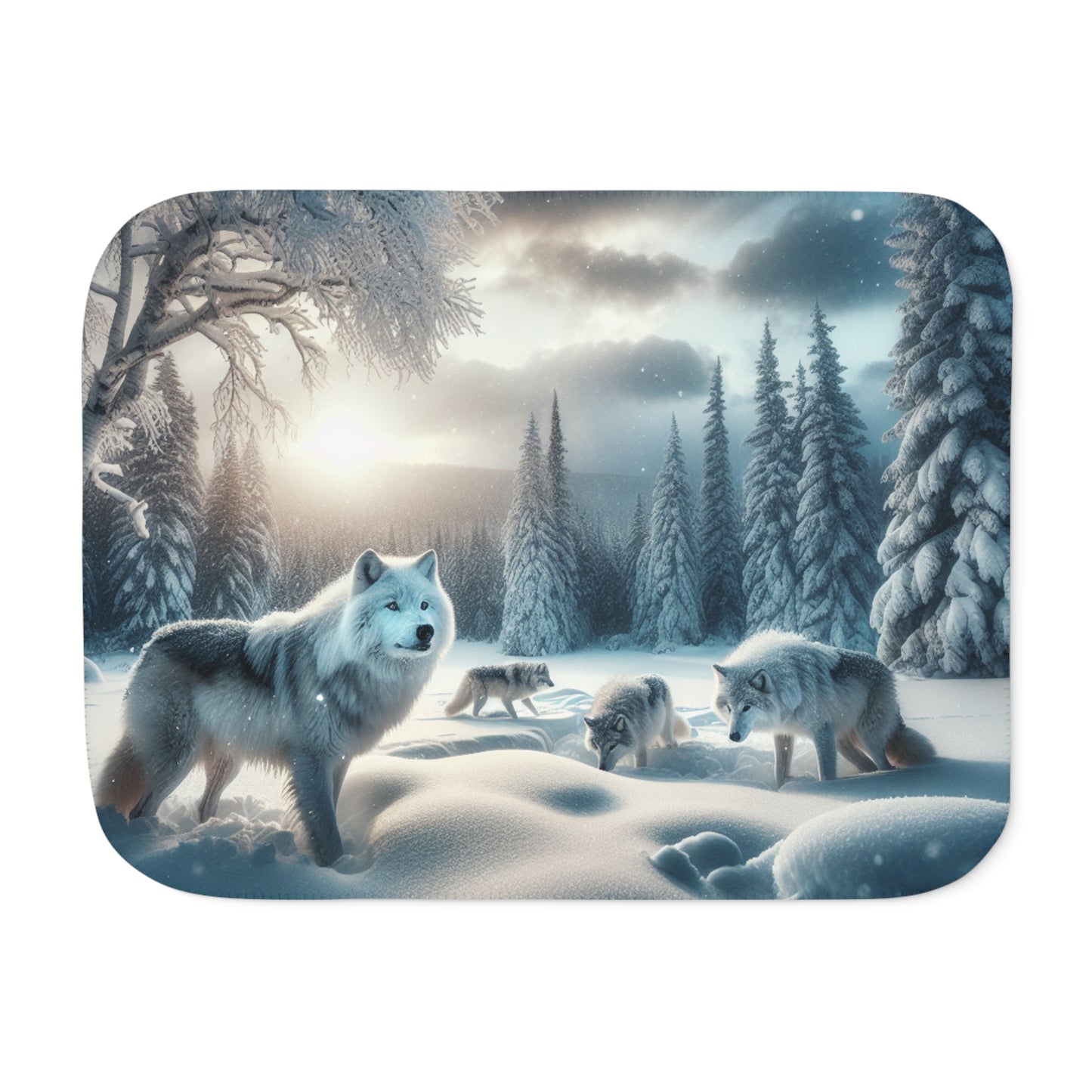 Cozy Sherpa Blanket with Wolf Design, Plush Throw for Winter, Warm Blanket, Gift for Animal Lovers, Perfect for Snuggling