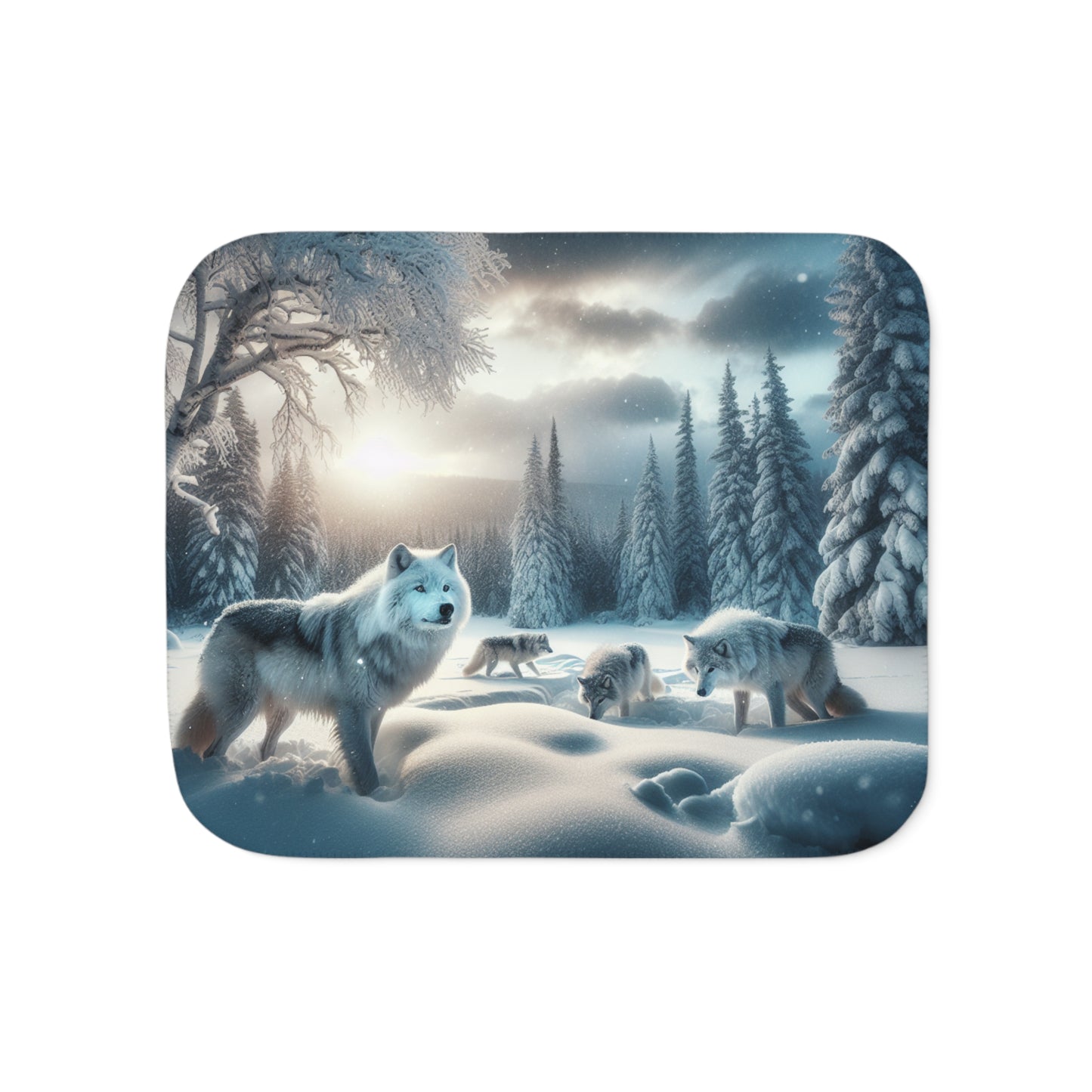Cozy Sherpa Blanket with Wolf Design, Plush Throw for Winter, Warm Blanket, Gift for Animal Lovers, Perfect for Snuggling